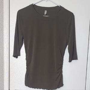 Intimately Be Free People Olive Green Scoop-Neck Long Sleeve Tee Large